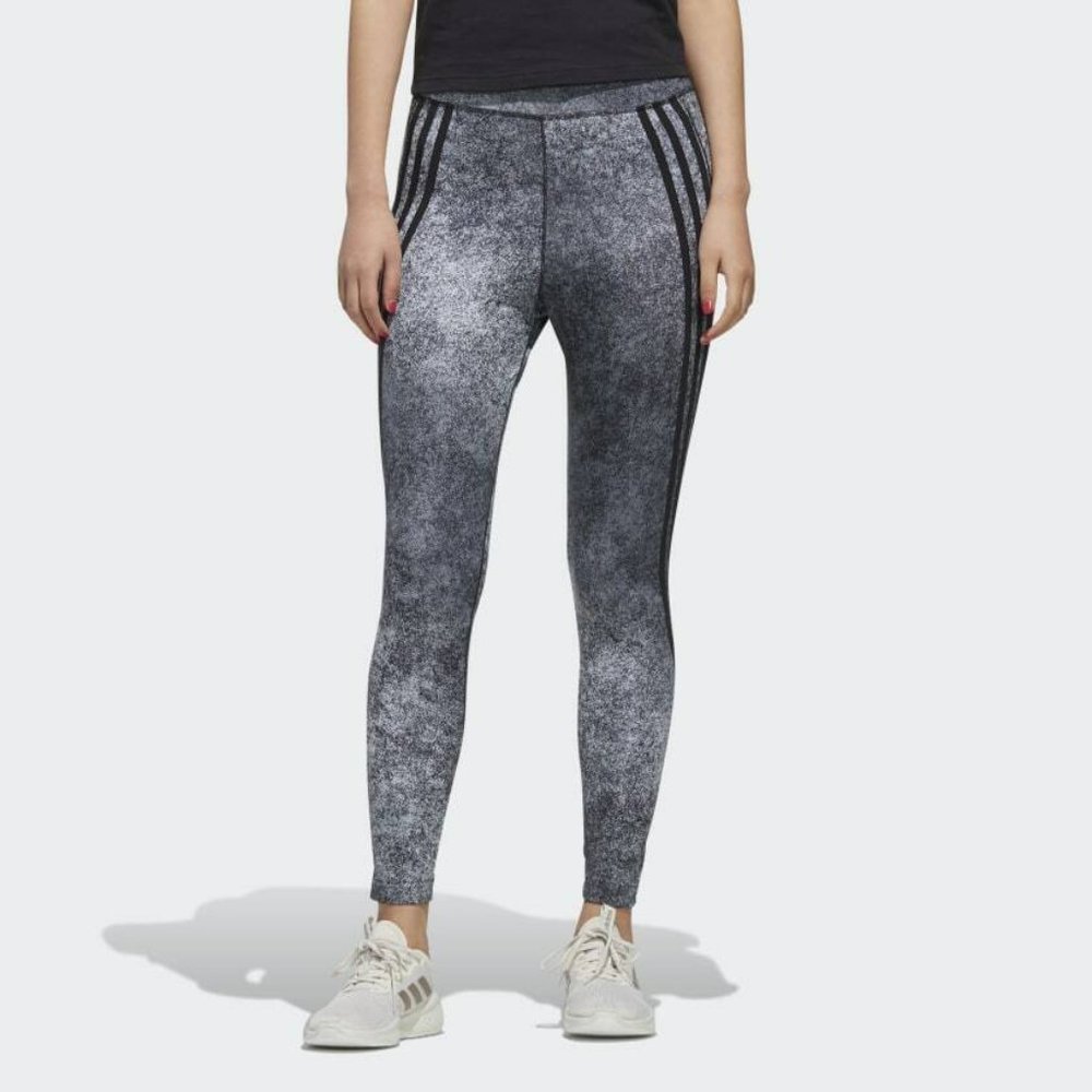 Adidas Feel Brilliant 3-Stripe Black Gray Ankle Leggings Tights Size Large NWT